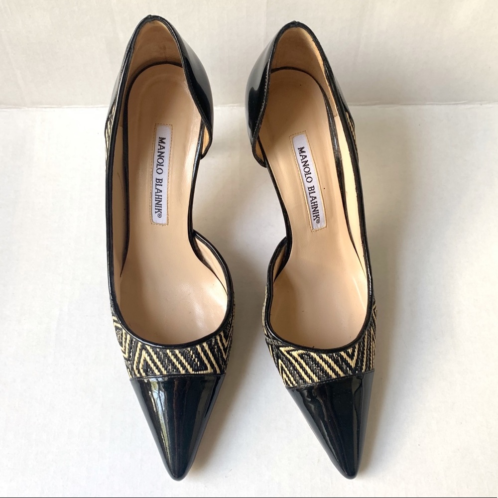 Manolo Blahnik Semi D’orsay Raffia pumps